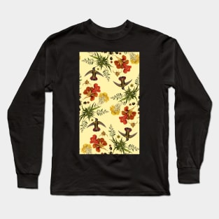 Hummingbirds in Summer. batanical nature pattern. Long Sleeve T-Shirt